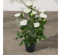 Biznest Artificial Rose Tree Weather and UV Resistant White and Pink Flowers Suitable For Both Indoor And Outdoor Decorative Plant Ideal For Patios And Garden 60 Cm Tall (White)