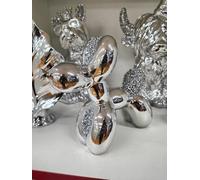 Biznest Balloon Dog Crushed Jewel Silver Figure Sculpture Pop Art Balloon Look Dog Statues For Home Decor Best for Gift