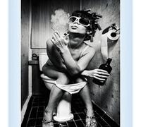 Biznest Bathroom Lady Picture Liquid 3D Wall Decor Glitter Wall Art Mirrored 55X55Cm B-Fg054