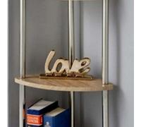 Biznest Beautiful 3 Tier Oak Effect Corner Shelf Unit Stainless Steel Legs New