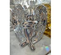 Biznest Beautiful Crushed Diamond Angel With Wings Glass Silver Sparkle Bling Ornament