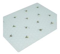 Biznest Bee Worktop Saver White Rectangular Large Glass Kitchen Cutting Board Non-Slip Feet 30X40Cm