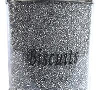 Biznest Biscuit Canister Jar Tin Silver Diamond Crushed Silver Trimmings Crystal Filled Kitchen Storage Containers