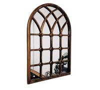 Biznest Black Brushed Gold Rustic Soho Window Style Wall Mirror