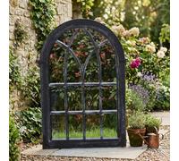 Biznest Black Rustic Window Soho Style Mirror Hallway Vanity Wall Elegant Vintage Style 76X51Cm