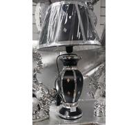 Biznest Black Silver Glitter Crushed Diamond Table Lamp with Shade Ornament Diamante Home Straight Line