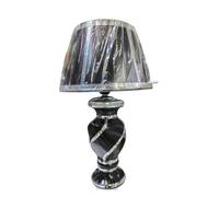 Biznest Black Silver Glitter Mirrored Table Lamp With Shade Spiral Design