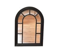 Biznest Black Window Style Arched Wall Mirror