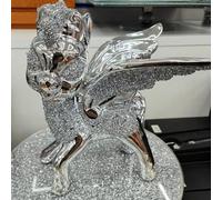 Biznest Bling Crushed Diamond Silver Bambi With Angel Wings Ceramic Sparkly Shelf Sitter Ornament