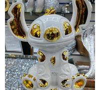 Biznest Bling Crushed Diamond Silver Stitch Ceramic Sparkly Shelf Sitter Ornament Home Decor Best Gift (White Gold)