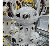 Biznest Bling Crushed Diamond Silver Stitch Ceramic Sparkly Shelf Sitter Ornament Home Decor Best Gift (White Silver)