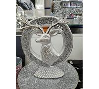 Biznest Bling Crushed Diamond Stag Reindeer Silver Stunning Ornament Shelf Sitter