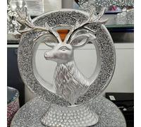 Biznest Bling Crushed Diamond Stag Reindeer Silver Stunning Ornament Shelf Sitter