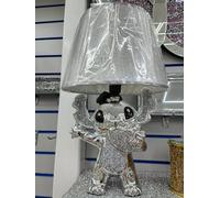 Biznest Bling Crushed Diamond Stitch Table Lamp with Silver Shade Ceramic Base Sparkling Bedside Home Decor (Heart in Hand Silver)