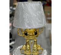Biznest Bling Crushed Diamond Stitch Table Lamp with Silver Shade Ceramic Base Sparkling Bedside Home Decor (Gold)