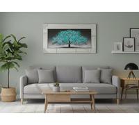 Biznest Blossom Tree Picture 3D Glitter Liquid Art Mirrored Frame Wall Art 85x45cm (Blue)