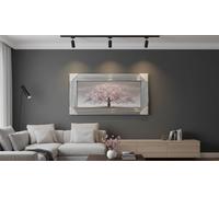 Biznest Blossom Tree Picture 3D Glitter Liquid Art Mirrored Frame Wall Art 85x45cm (Light Pink)