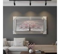 Biznest Blossom Tree Picture 3D Glitter Liquid Art Mirrored Frame Wall Art 85X45Cm (Light Pink)