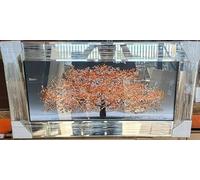 Biznest Blossom Tree Picture 3D Glitter Liquid Art Mirrored Frame Wall Art 85x45cm (Orange)