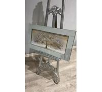 Biznest Blossom Tree Picture 3D Glitter Liquid Art Mirrored Frame Wall Art 85x55cm (Gold)