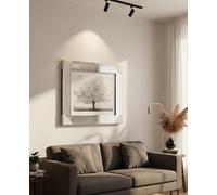 Biznest Blossom Tree Picture in Mirrored Frame Glitter 3D Wall Art Picture Glitter Liquid Art Home Decor 55x55Cm (Silver)