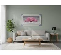 Biznest BLOSSOM TREE PICTURE PINK 3D GLITTER LIQUID ART MIRRORED FRAME WALL ART 85x45CM