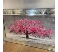 Biznest Blossom Tree Picture Pink 3D Glitter Liquid Art Mirrored Frame Wall Art 85X45Cm