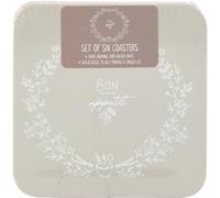 Biznest Bon Appetit Set of Coasters & Placemats Grey Stylish and Functional with Sealed Edges Cork-Backed to Protect Surfaces (6 Coasters)