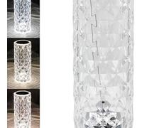 Biznest Carved Crystal Lamp Remote Control Table Lamp Multi-Color Led Light Changing Romantic Rose Prism Living Room