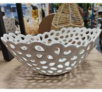 Biznest Ceramic Fruit Bowl Net Style White Kitchen & Dinning Table Ornament Home Décor Gift Storage