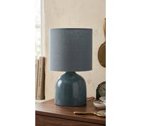 Biznest Ceramic Table Lamp Contemporary Design Fabric Shade Reading, Bedroom, Living Room, Study, Office (Blue)