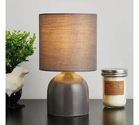 Biznest Ceramic Table Lamp Contemporary Design Fabric Shade Reading, Bedroom, Living Room, Study, Office (Grey)