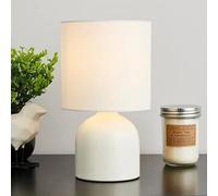 Biznest Ceramic Table Lamp Contemporary Design Fabric Shade Reading, Bedroom, Living Room, Study, Office (Cream)
