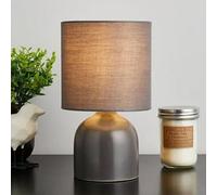 Biznest Ceramic Table Lamp Contemporary Design Fabric Shade Reading, Bedroom, Living Room, Study, Office (Grey)