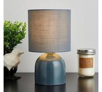 Biznest Ceramic Table Lamp Contemporary Design Fabric Shade Reading, Bedroom, Living Room, Study, Office (Blue)