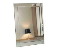 Biznest Chloe Silver Glass Frame Rectangle Bevelled Modern Wall Mirror 60X90