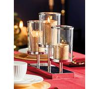 Biznest Chrome Triple Stand Hurricane The Triple Light Candle Holder Is Designed To Create Some Mood Lighting Glass Candle Holders For Dining Table