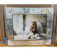 Biznest CLARISSA ANGEL Picture Liquid 3D Wall Decor Glitter Wall Art Mirrored Frame Home Decoration Bedroom Living Room 55x55cm B-FG073