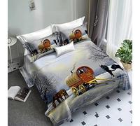 Biznest Complete Bedding Set 4 Pcs Fitted Bed Sheet Duvet Cover 2 Pillow Cases Wagon Caravan Picture Print (Style Caravan 1, Double)