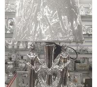 Biznest Couple Table Lamp With Shade Crushed Diamond Ceramic Base Silver Sparkling Bedside Style 3
