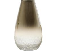 Biznest Crackle Clear Glass Base Tear Drop Vase Ombre Pattern Down Silver Nickel Plated Top Finish Flower Bouquet Display Smoked Colour Effect Minimalist Polished Floral Arrangement 25 X 15 X 15 Cm