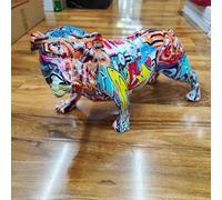 Biznest Creativity Modern Colorful French Bulldog Statue Style 2 Graffiti Office Ornaments Printing Resin Dog Home Decor Crafts