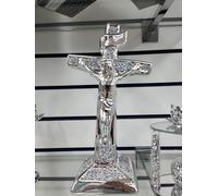 Biznest Cross Silver Ornament Bling Crushed Diamond Display Decor Gift