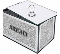 Biznest Crushed Crystal Diamond Bread Bin Box Jar Kitchen Storage Container 35Cm Glass Container (Silver)