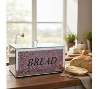 Biznest Crushed Crystal Diamond Bread Bin Box Jar Kitchen Storage Container 35cm Perfect Shape Glass Container (Pink)
