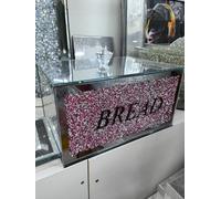 Biznest Crushed Crystal Diamond Bread Bin Box Jar Kitchen Storage Container 35cm Perfect Shape Glass Container (Pink)