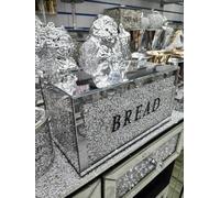 Biznest Crushed Crystal Diamond Bread Bin Box Jar Kitchen Storage Container 35cm Perfect Shape Glass Container (Silver)