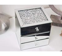 Biznest Crushed Crystal Drawer Jewellery Box - 3 Organizer Container Case Chest Trinket Box