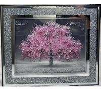 Biznest CRUSHED CRYSTAL SILVER BLOSSOM TREE MODERN 3D GLITTER LIQUID ART CRUSH FRAME PICTURE WALL ART 55x45cm