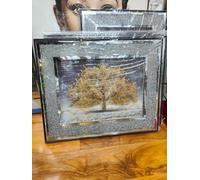 Biznest CRUSHED CRYSTAL SILVER BLOSSOM TREE MODERN 3D GLITTER LIQUID ART CRUSH FRAME PICTURE WALL ART 55x45cm (Gold)